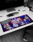 Anime desk pad 36x16 inches featuring Kirito, Asuna, Alice, and Sinon from Sword Art Online: Alicization in vibrant colors.