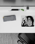 Anime mouse pad 14x10 inches featuring ANBU Itachi from Naruto, depicted in black-and-white with a chipped fox mask.