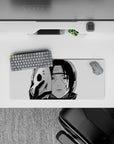 Itachi ANBU mouse pad 28x12 inches, featuring Naruto's Itachi in black-and-white with a chipped fox mask, evocative and striking.