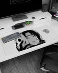 Anime desk pad 36x16 inches featuring ANBU Itachi from Naruto, half masked in black-and-white, with chipped fox mask.