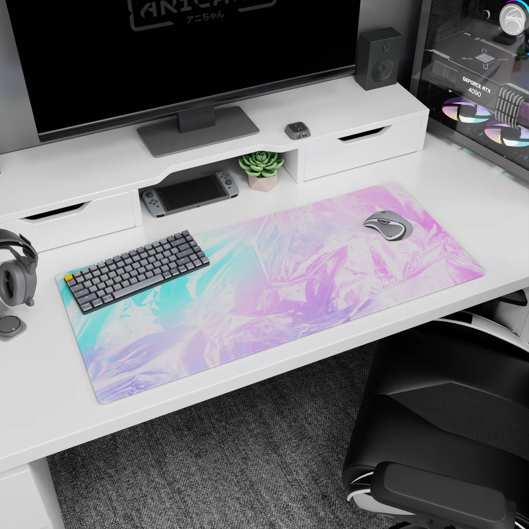 Abstract Deskmat | Mousepad | Deskpad - Iridescent Bliss - AniChan