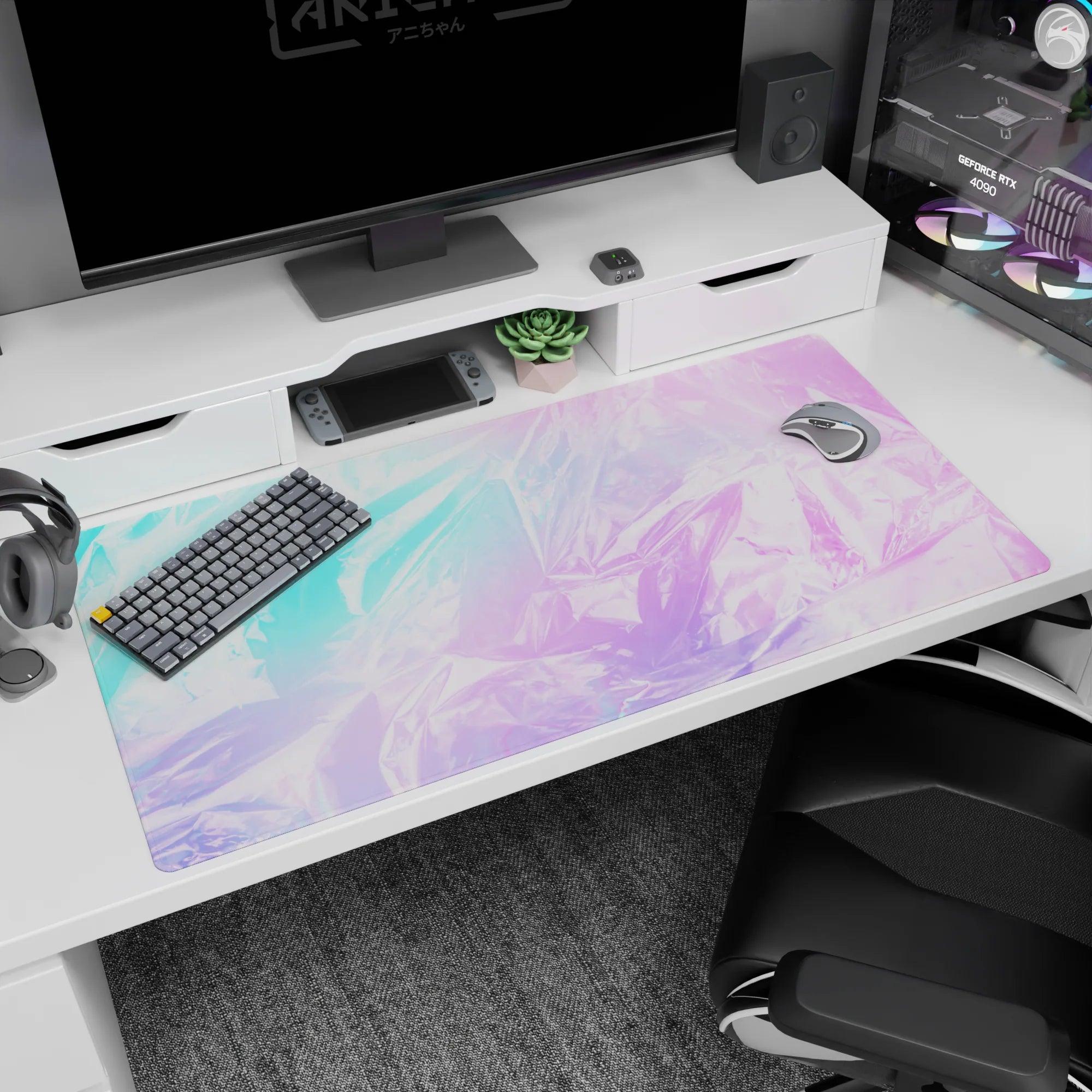 Abstract Deskmat | Mousepad | Deskpad - Iridescent Bliss - AniChan