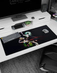 Sinon from Sword Art Online mouse pad, 36x16 inches, dark backdrop with red tracer lines, highlighting her teal hair.