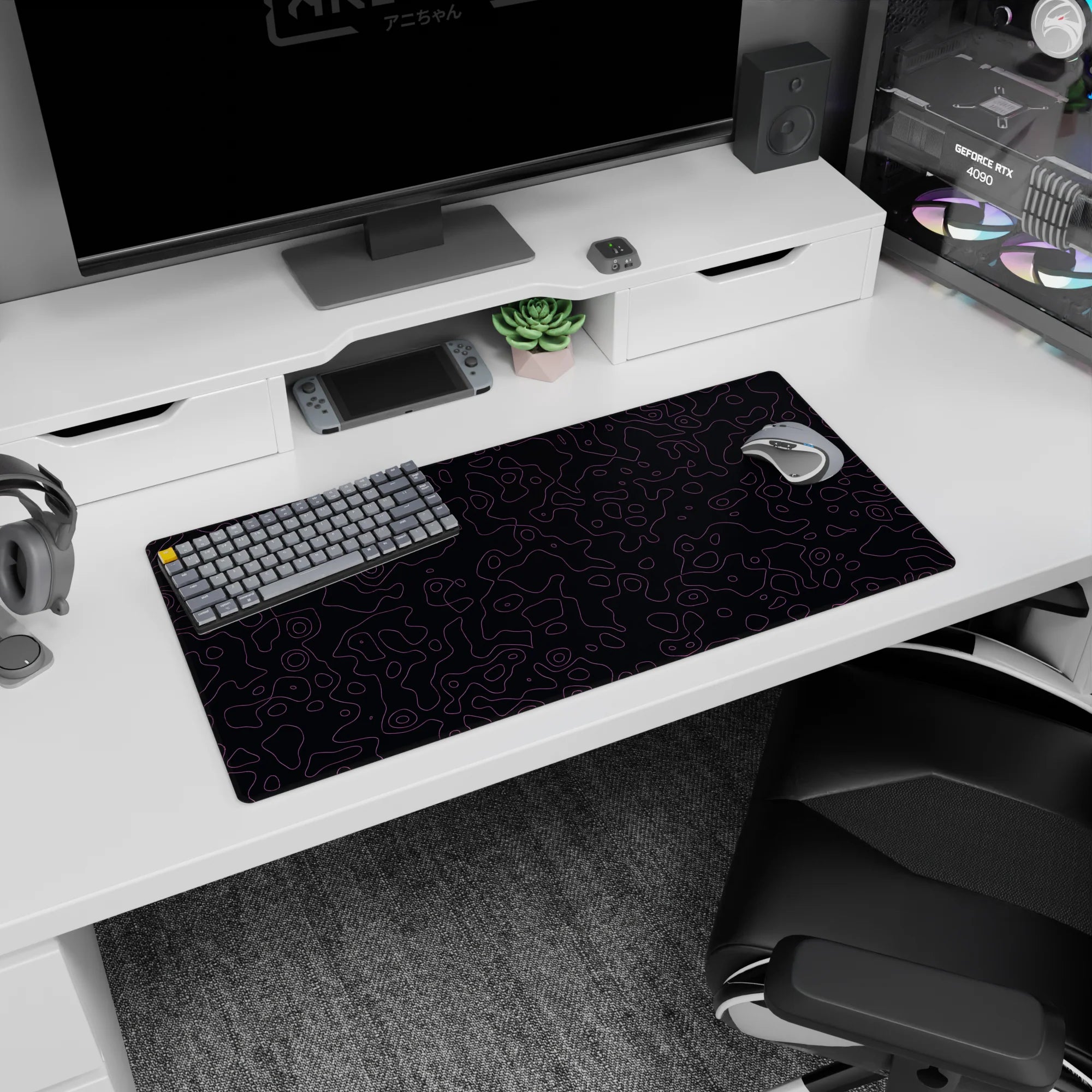 Topographic (Topo) Deskmat | Mousepad | Deskpad - Twilight Contours - AniChan