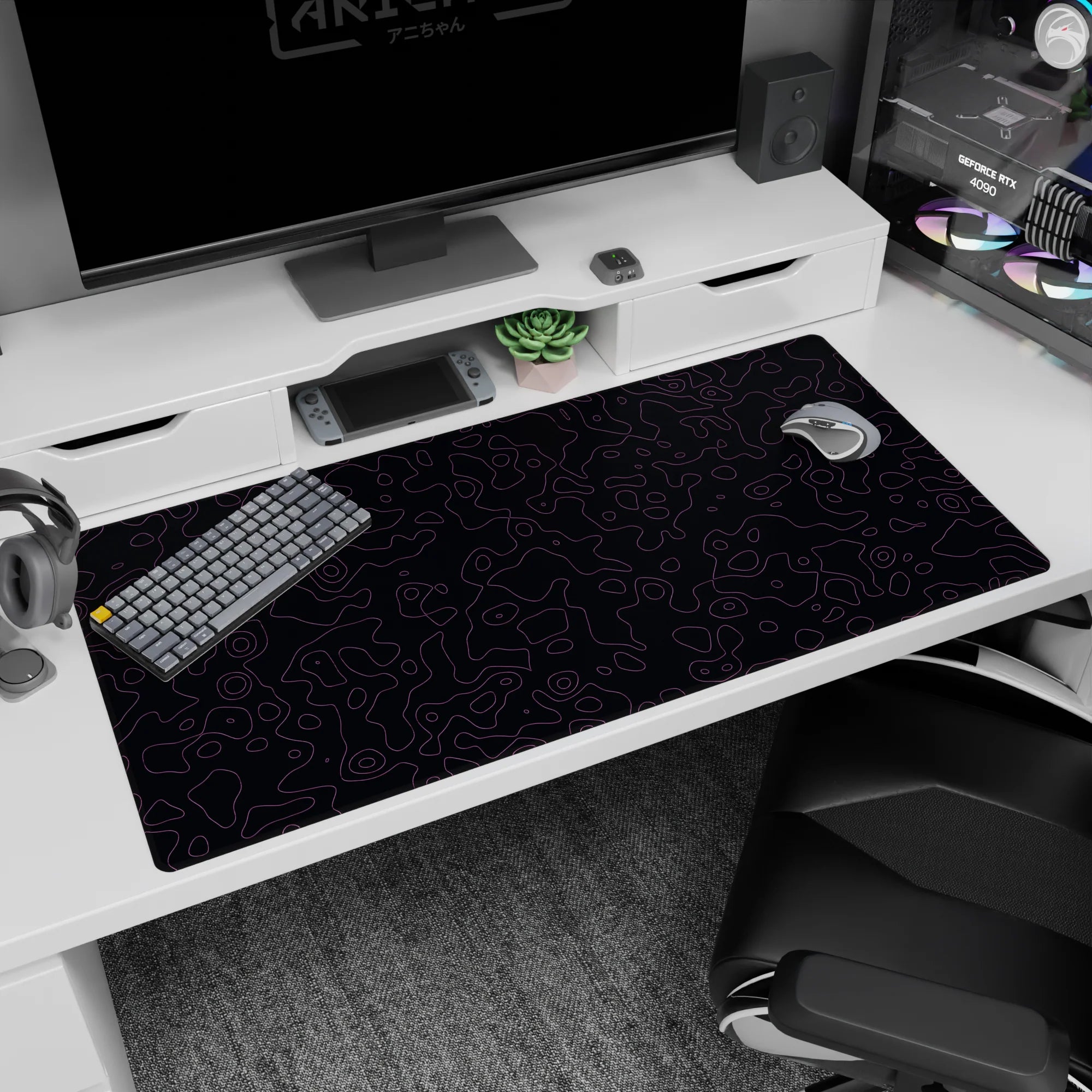 Topographic (Topo) Deskmat | Mousepad | Deskpad - Twilight Contours - AniChan