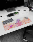 32x12 inches Kanna Kamui Dragon Maid mouse pad, lilac hair and tiny horns dashing through sakura.