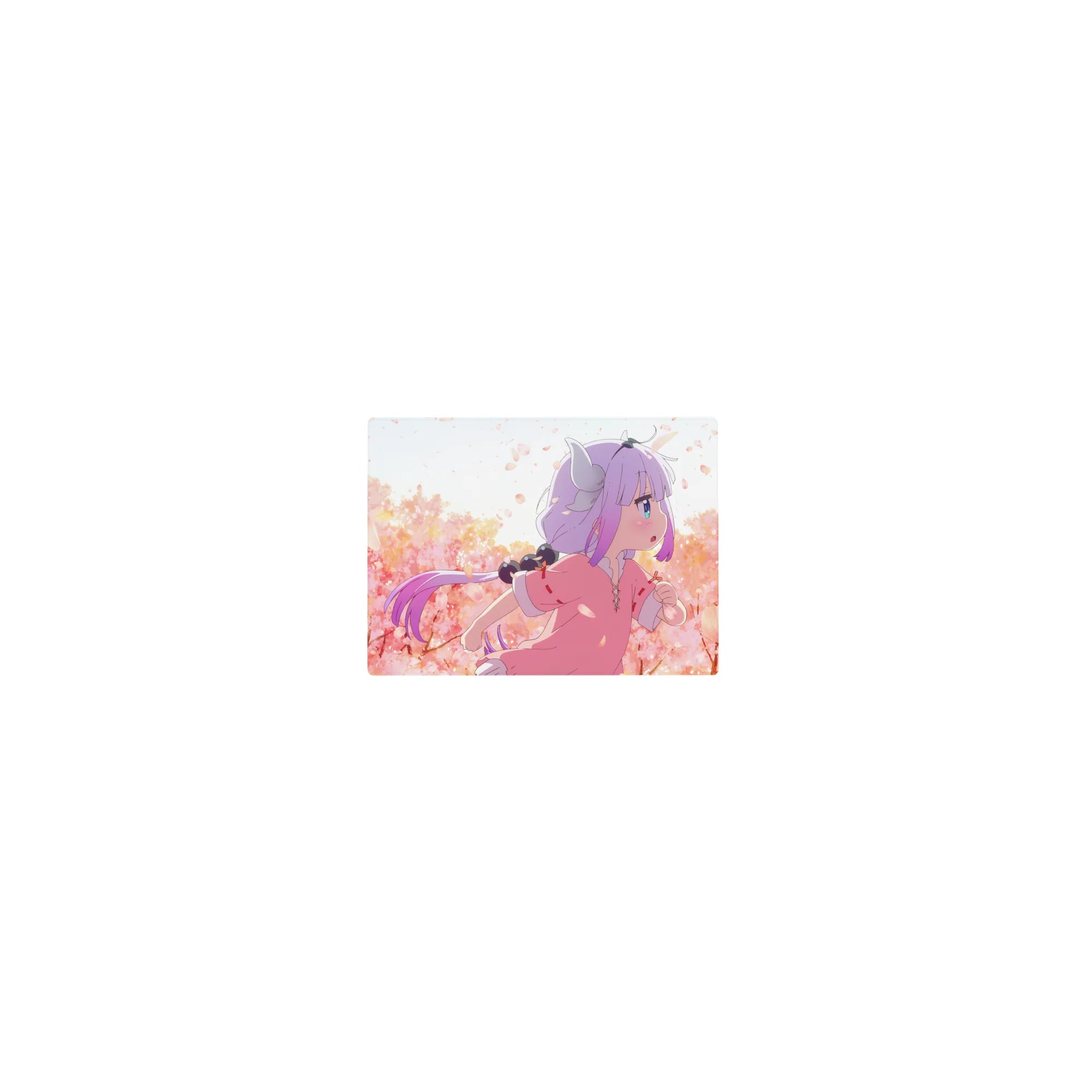 Classic anime girl mouse pad 14x10 inches with Kanna Kamui running through sakura petals.