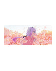28x12 inches anime girl mouse pad with Kanna Kamui running through sakura petals, crisp anime art.