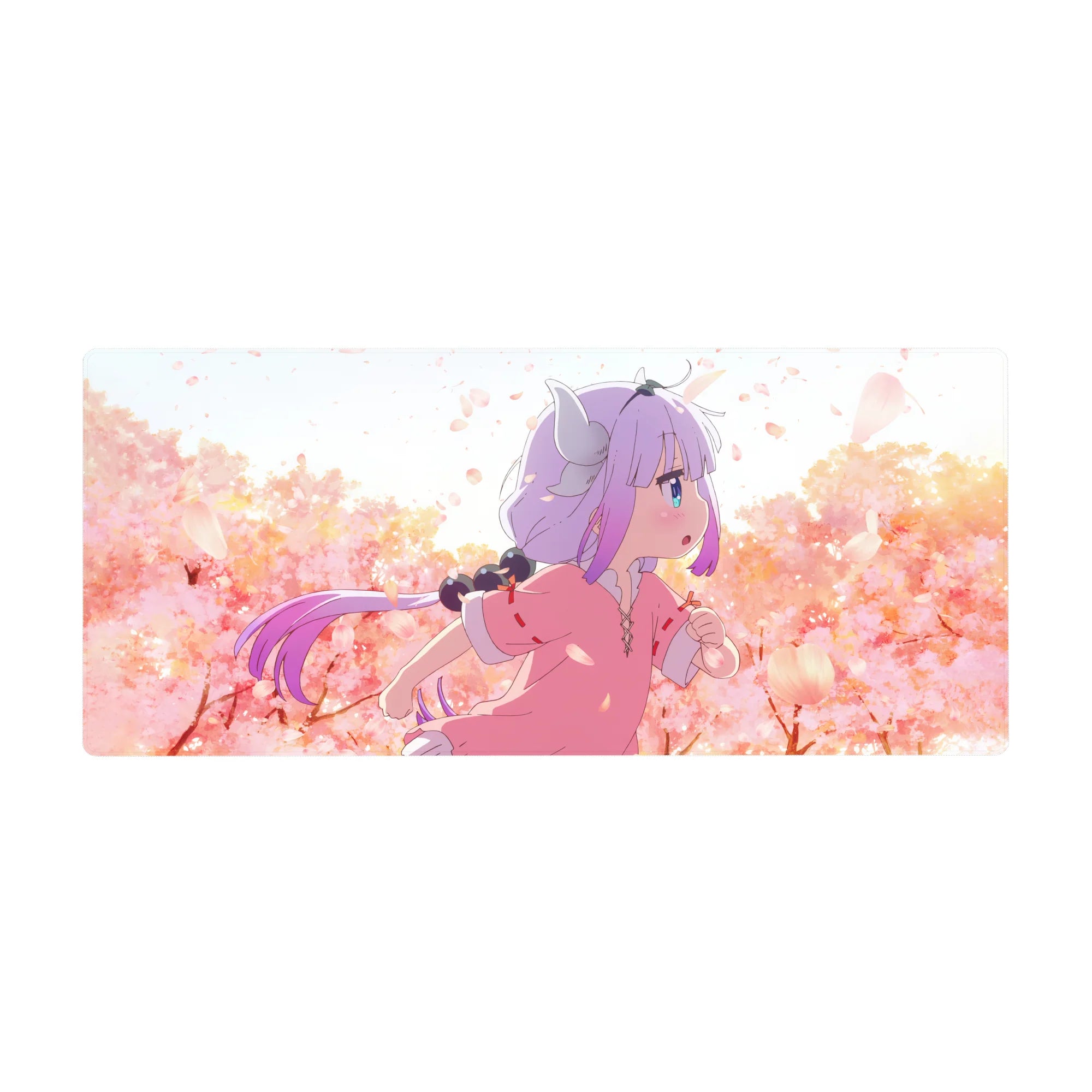 Anime girl desk pad 36x16 inches with sakura petals, cozy sky backdrop, and crisp long-lasting print.