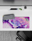 28x12 inches mouse pad in soft blue and pink-lilac tones, calm dreamy vibe with candy-dust sparkle.