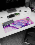 32x12 inches Yuyuko Saigyouji Touhou Project mouse pad, smiling with fan amid butterflies and petals.