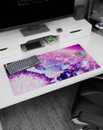 32x16 inches Yuyuko Saigyouji Touhou Project mouse pad, calm smile with fan, drifting in butterfly sky.