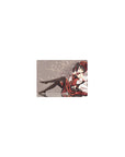 Classic anime girl mouse pad 14x10 inches, gothic lolita art with red-black frills, roses, butterflies.