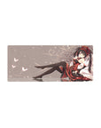 28x12 inches anime girl mouse pad with gothic-lolita art, red-black frills, roses, butterflies.