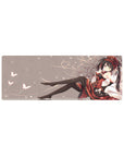 32x12 inches anime girl mouse pad with gothic lolita design, red-black frills, roses, and butterflies.