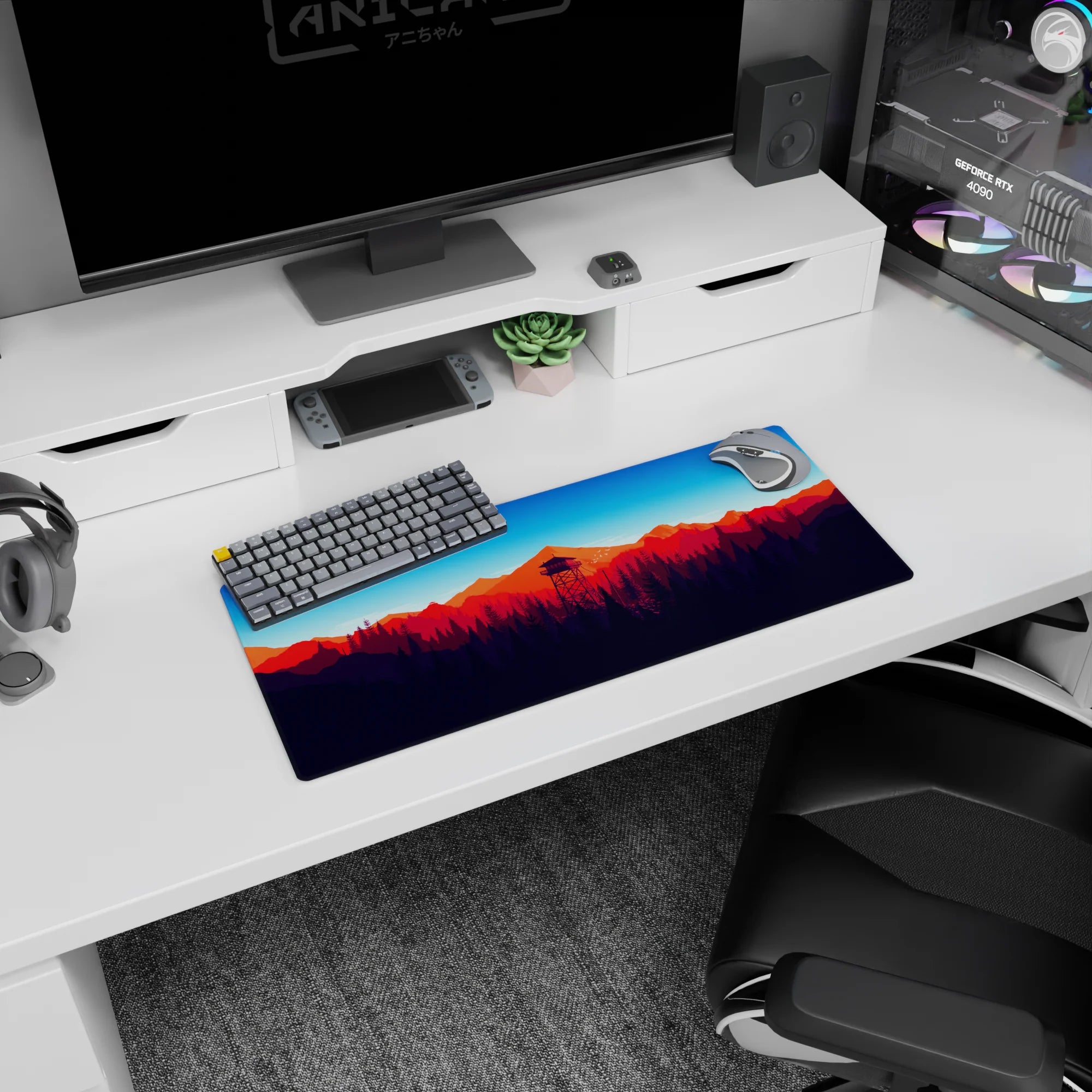 Vector Landscapes Deskmat | Mousepad | Deskpad - Twilight Peaks