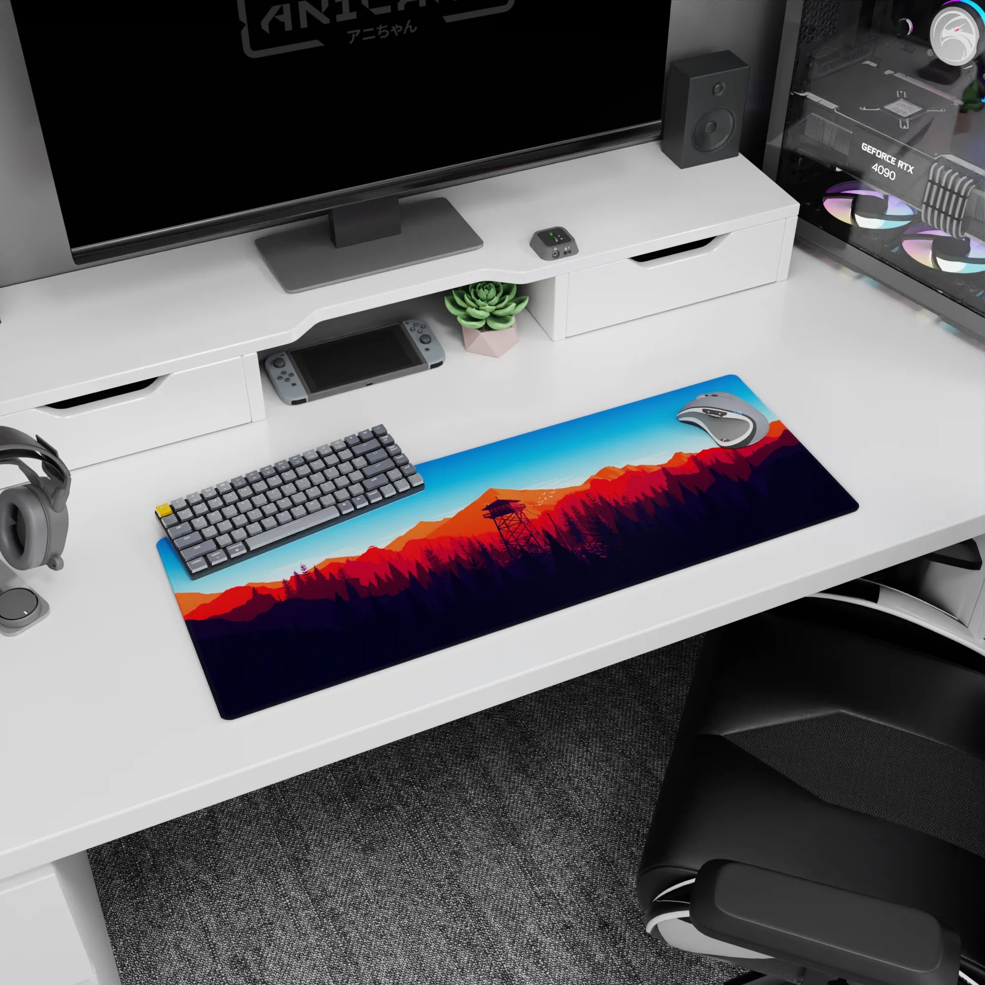 Vector Landscapes Deskmat | Mousepad | Deskpad - Twilight Peaks