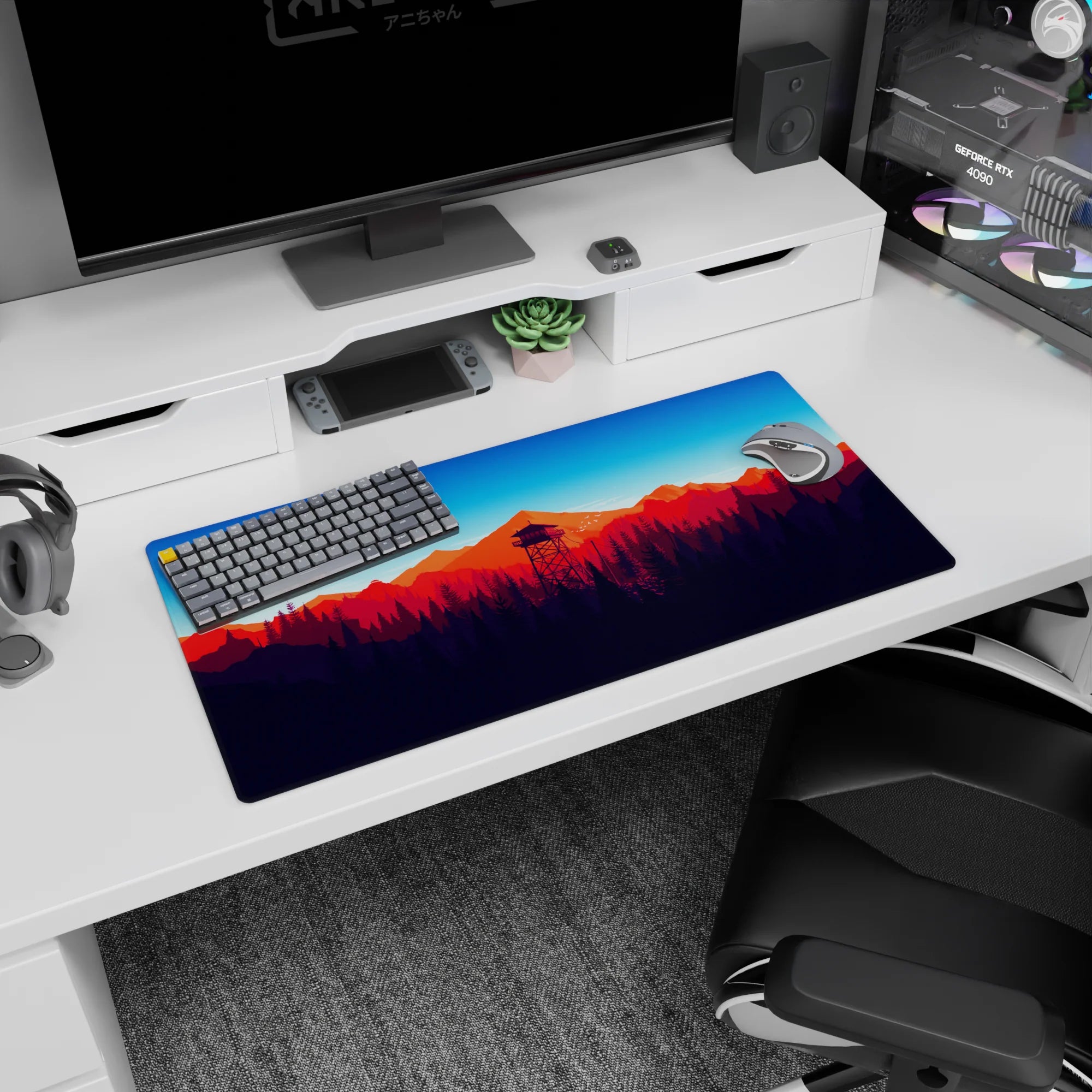 Vector Landscapes Deskmat | Mousepad | Deskpad - Twilight Peaks