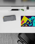 Neon anime mouse pad 14x10 inches in electric cyan, deep purple, and bold yellow for a daring vibe.
