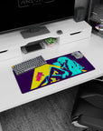 28x12 inches mouse pad showing long-haired anime girl lounging slyly, legs stretched, chin tipped.