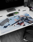 40x20 inches anime girl desk pad featuring silver-haired and blonde rivals with ship rig and planes.