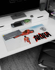 Kaneda in red jumpsuit striding toward his iconic red bike on a 32x16 inches anime mouse pad.