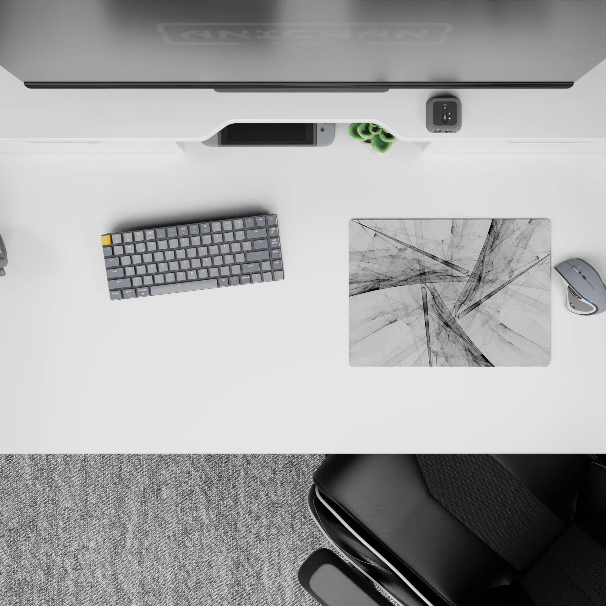 Abstract Deskmat | Mousepad | Deskpad - Grayscale Harmony - AniChan