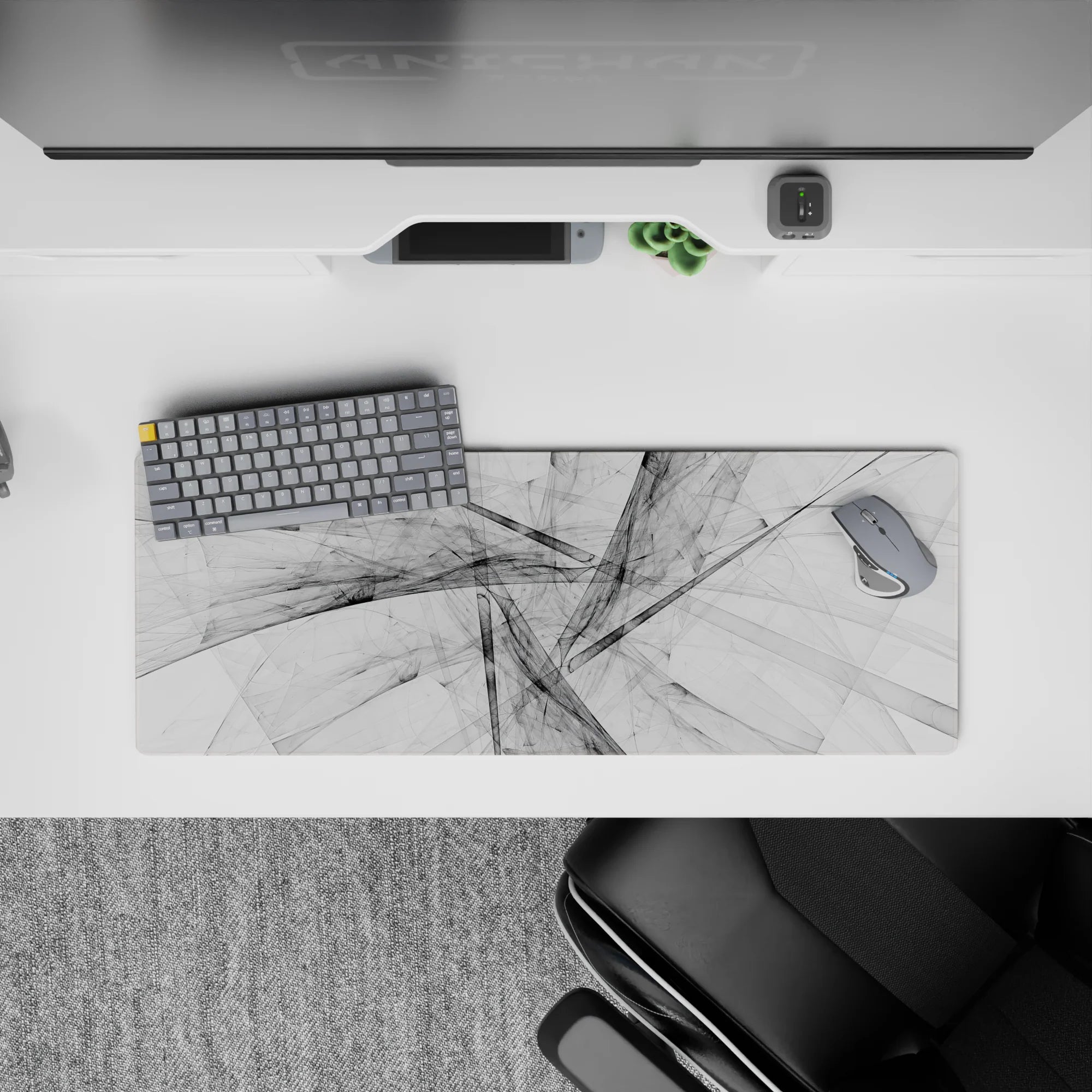 Abstract Deskmat | Mousepad | Deskpad - Grayscale Harmony - AniChan