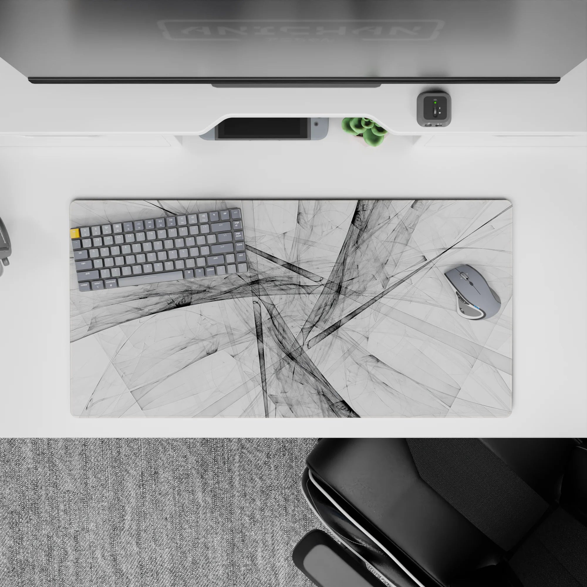 Abstract Deskmat | Mousepad | Deskpad - Grayscale Harmony - AniChan