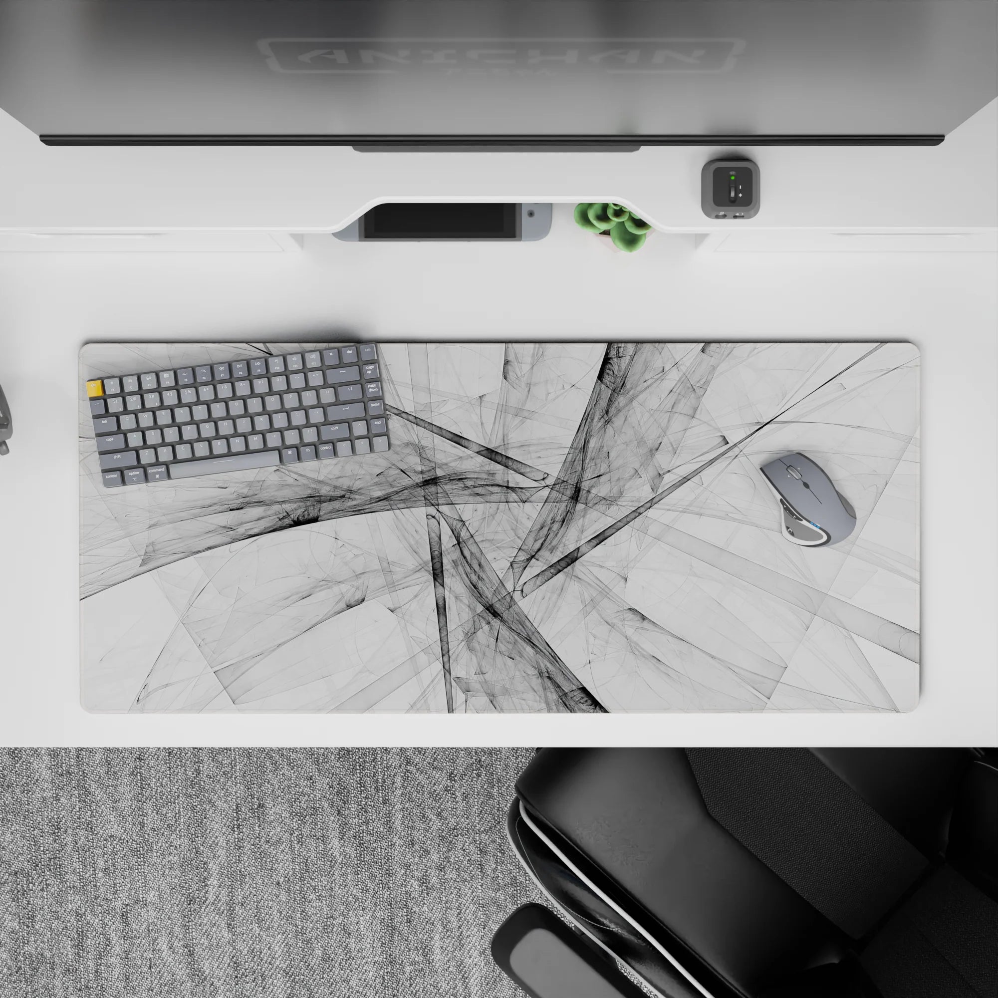 Abstract Deskmat | Mousepad | Deskpad - Grayscale Harmony - AniChan