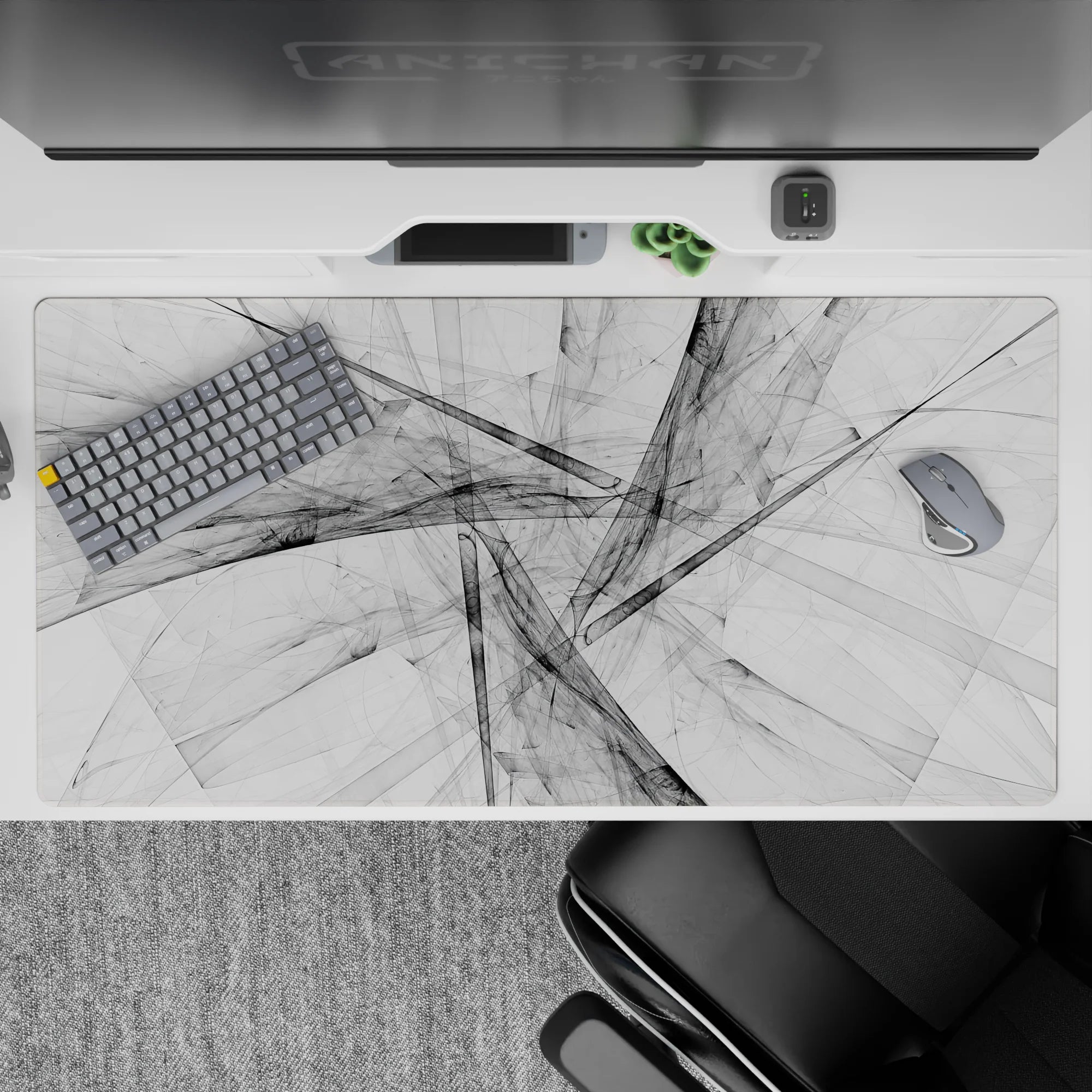 Abstract Deskmat | Mousepad | Deskpad - Grayscale Harmony - AniChan