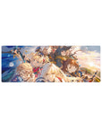 32x12 inches anime mouse pad with heroic party charging forward, capes flying, armor and navy uniforms.