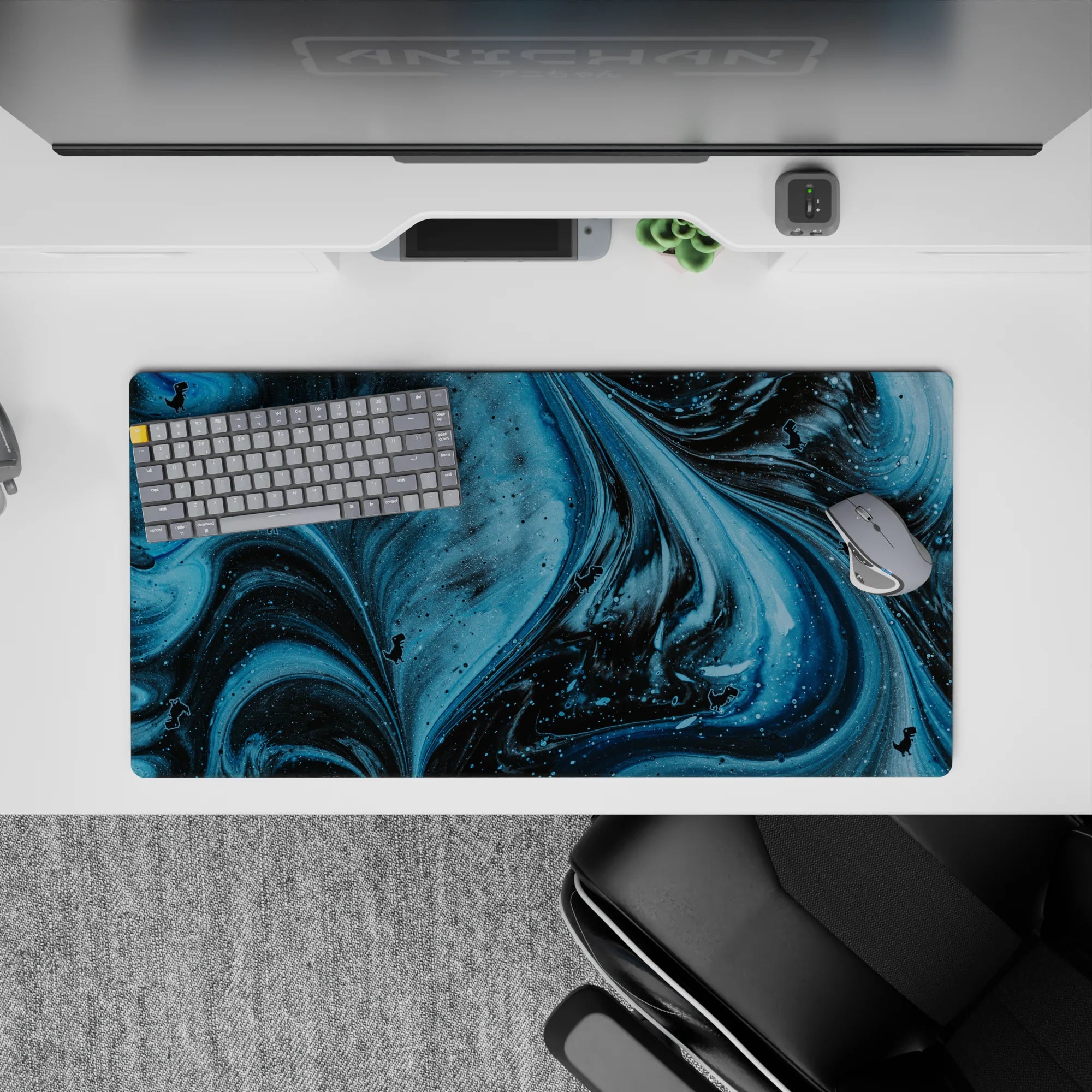 Abstract Deskmat | Mousepad | Deskpad - Pixel Dino Galaxy - AniChan