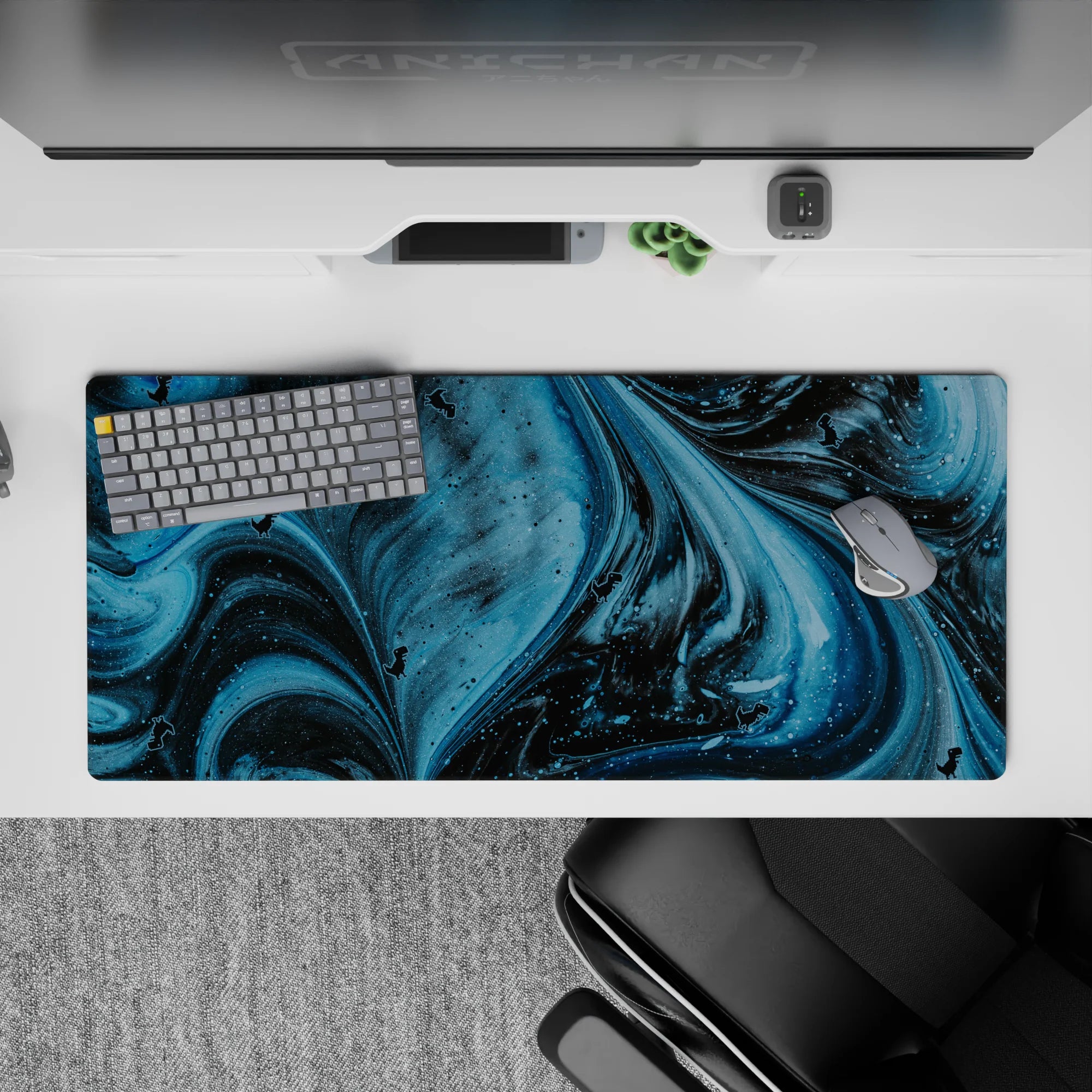 Abstract Deskmat | Mousepad | Deskpad - Pixel Dino Galaxy - AniChan