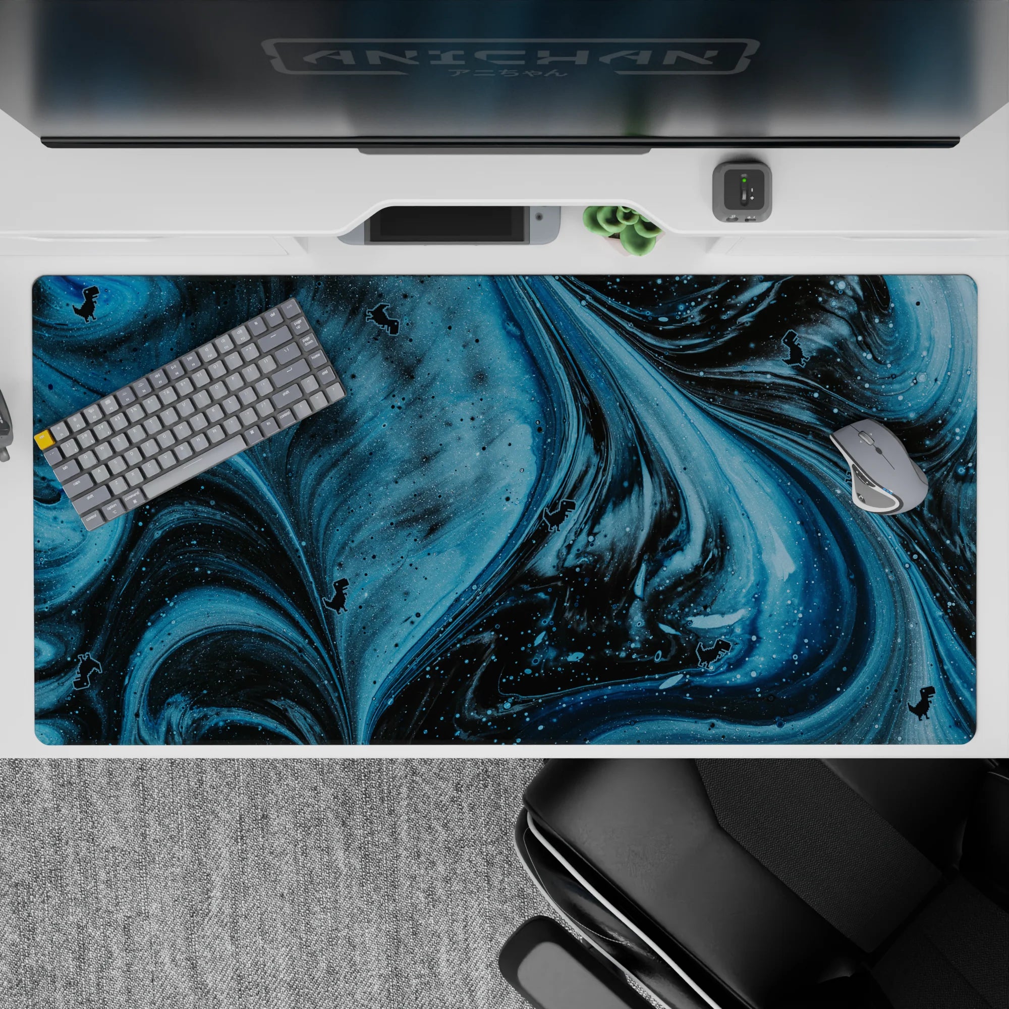 Abstract Deskmat | Mousepad | Deskpad - Pixel Dino Galaxy - AniChan