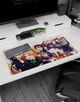 32x16 inches anime girl mouse pad showing Umi hugging Eli as Nico reaches out, Love Live fan desk mat.