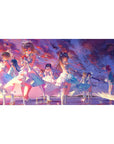 40x20 inches anime girl desk pad with elegant frilly dresses, roses, pearls, lace, and drifting petals.