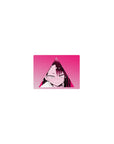 Classic anime girl mouse pad 14x10 inches with neon-pink triangle frame, crisp manga linework, blush stare.