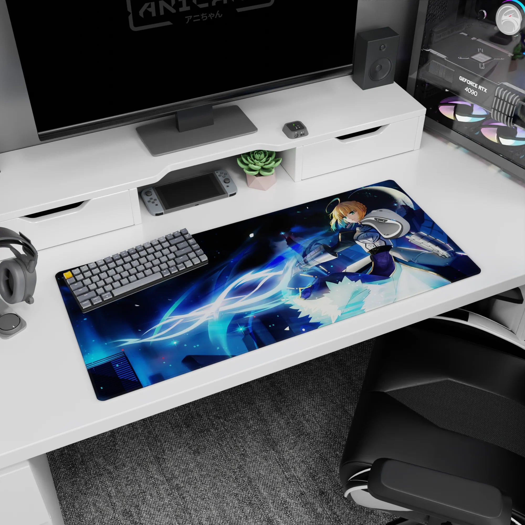 Fate Grand Order Deskmat | Mousepad | Deskpad - Saber’s Night Battle - AniChan