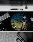 40x20 inches moody blue-and-black anime mouse pad with faded Roman numerals and ink-like scratches.