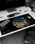 40x20 inches anime desk pad featuring a lone girl in pale uniform and cap, profile pose on clock backdrop.