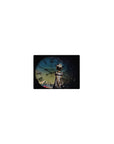 14x10 inches classic anime mouse pad with blue clock face, grunge texture, Roman numerals, symbols.
