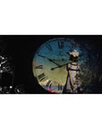 40x20 inches anime desk pad with blue clock face, grunge texture, and geometric symbols on black.