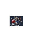 Classic anime mouse pad 14x10 inches featuring dynamic mecha armor art with sparks and brushstroke speed lines.