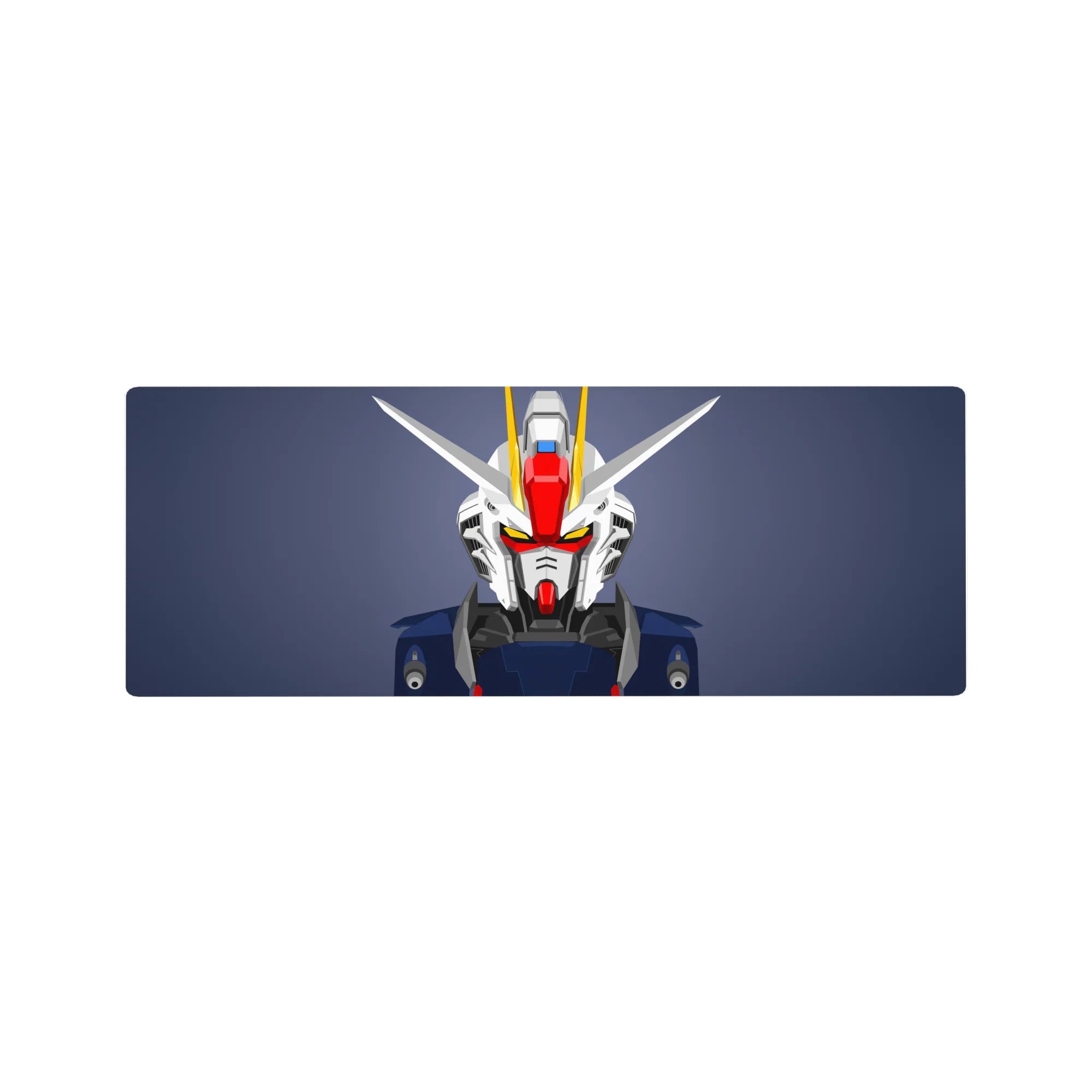 RX-78 style Gundam close-up anime mouse pad 32x12 inches, sleek mecha face and V-fin design.