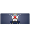 RX-78 style Gundam close-up anime mouse pad 32x12 inches, sleek mecha face and V-fin design.