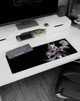 32x12 inches extended mouse pad showing a mysterious fox-eared anime girl with wind-swept silver hair.