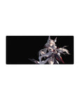 Anime girl mouse pad 28x12 inches with silver-haired fox-eared heroine in flowing white robes.