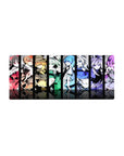 28x12 inches anime girl mouse pad with bold vertical poster panels, five stylish girls in sharp poses.