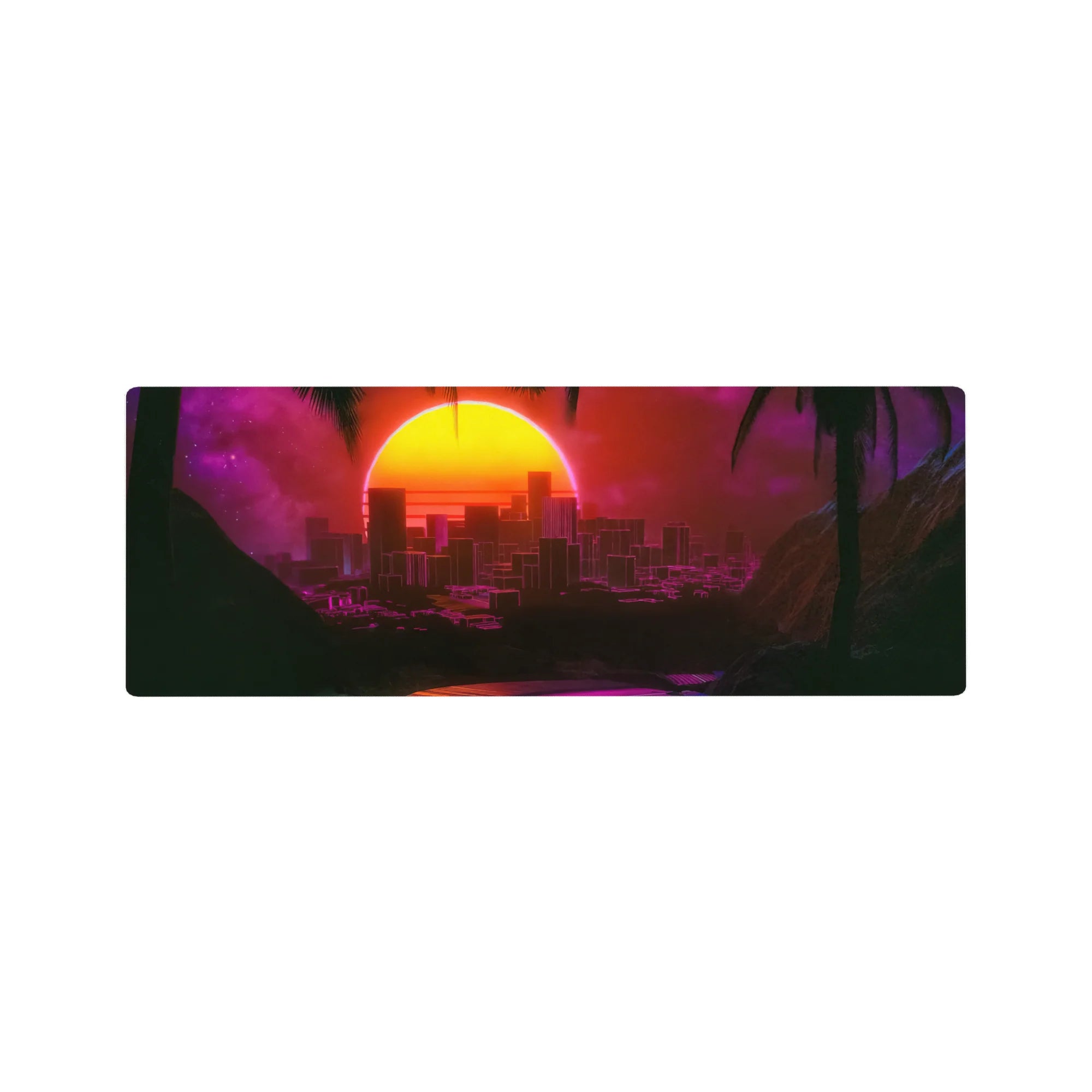 Retrowave - Vaporwave Deskmat | Mousepad | Deskpad - Neon City Mirage - AniChan